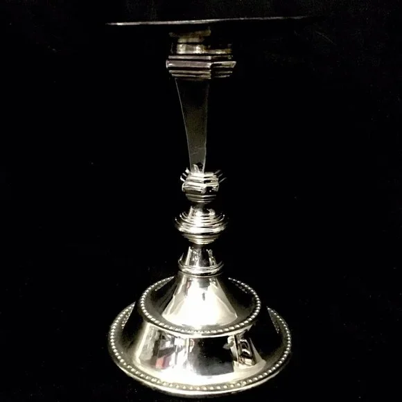 Vintage Silver Plate Candle Stick Platter Holder Ornate Fancy Candlestick 6.5" - Picture 2 of 6